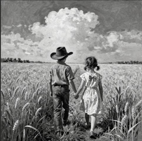 Route404 Album Cover — Two children holding hands in a wheat field